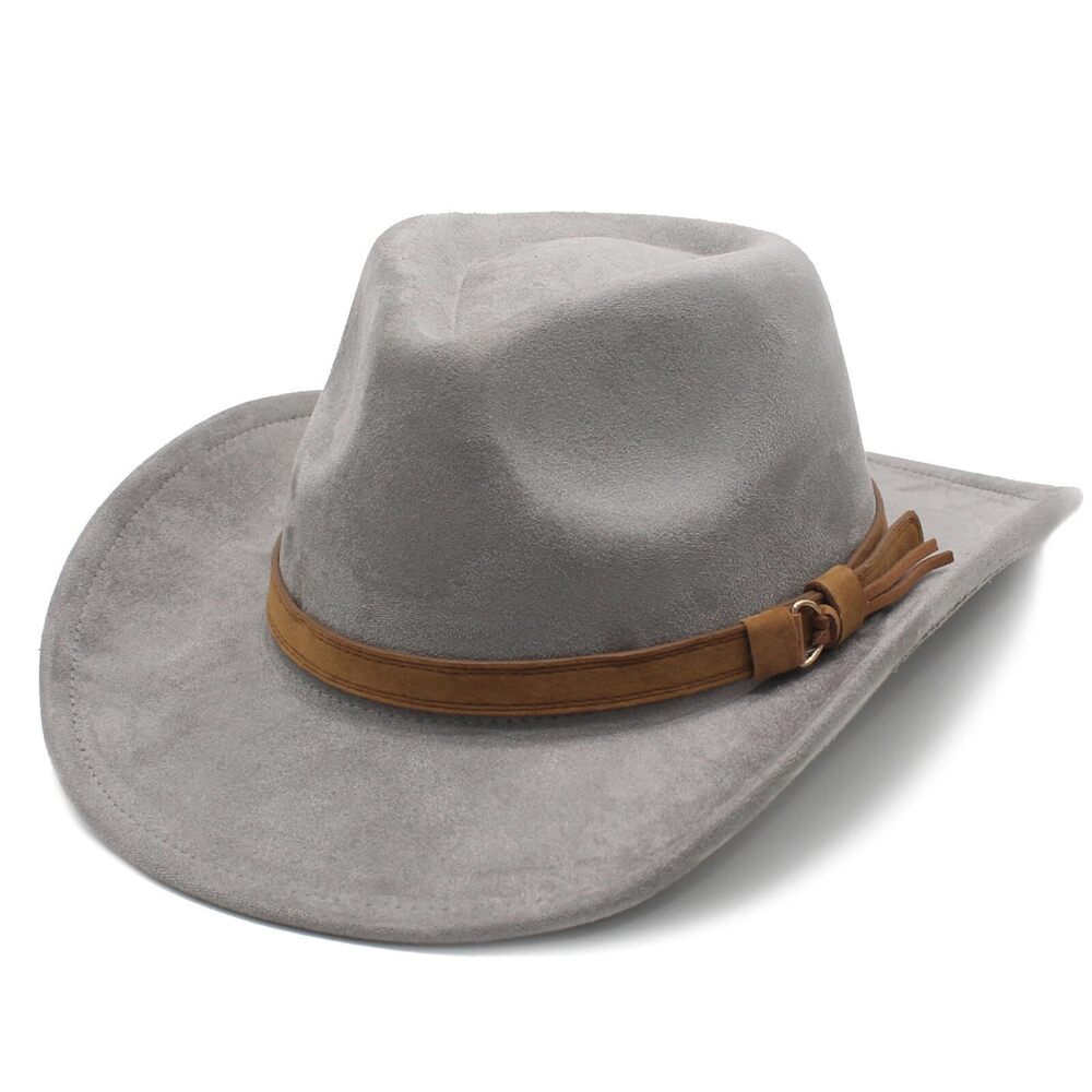 4029 Unisex Western Suede Cowboy Cowgirl Hat Classic Wide Brim Fedora Hat &
